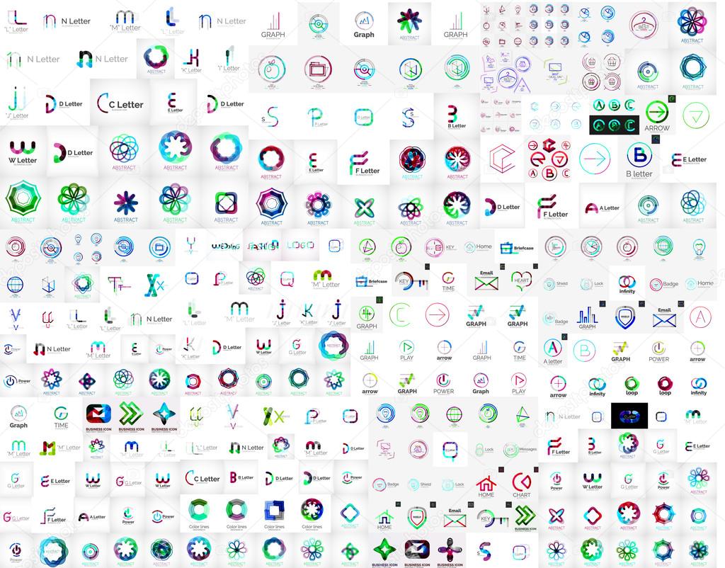 Mega collection of universal logos, business abstract icons