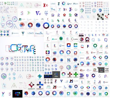 Şirket logoları vektör evrensel mega ayarla