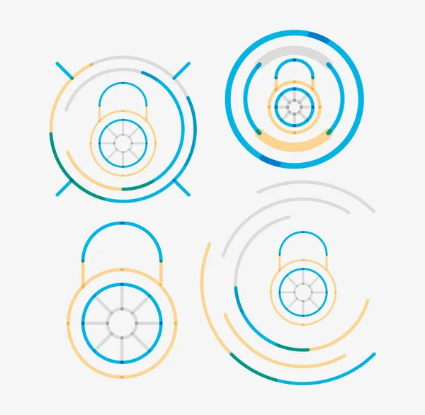 얇은 선 깔끔한 디자인 로고 설정, 잠금 개념 — 스톡 벡터