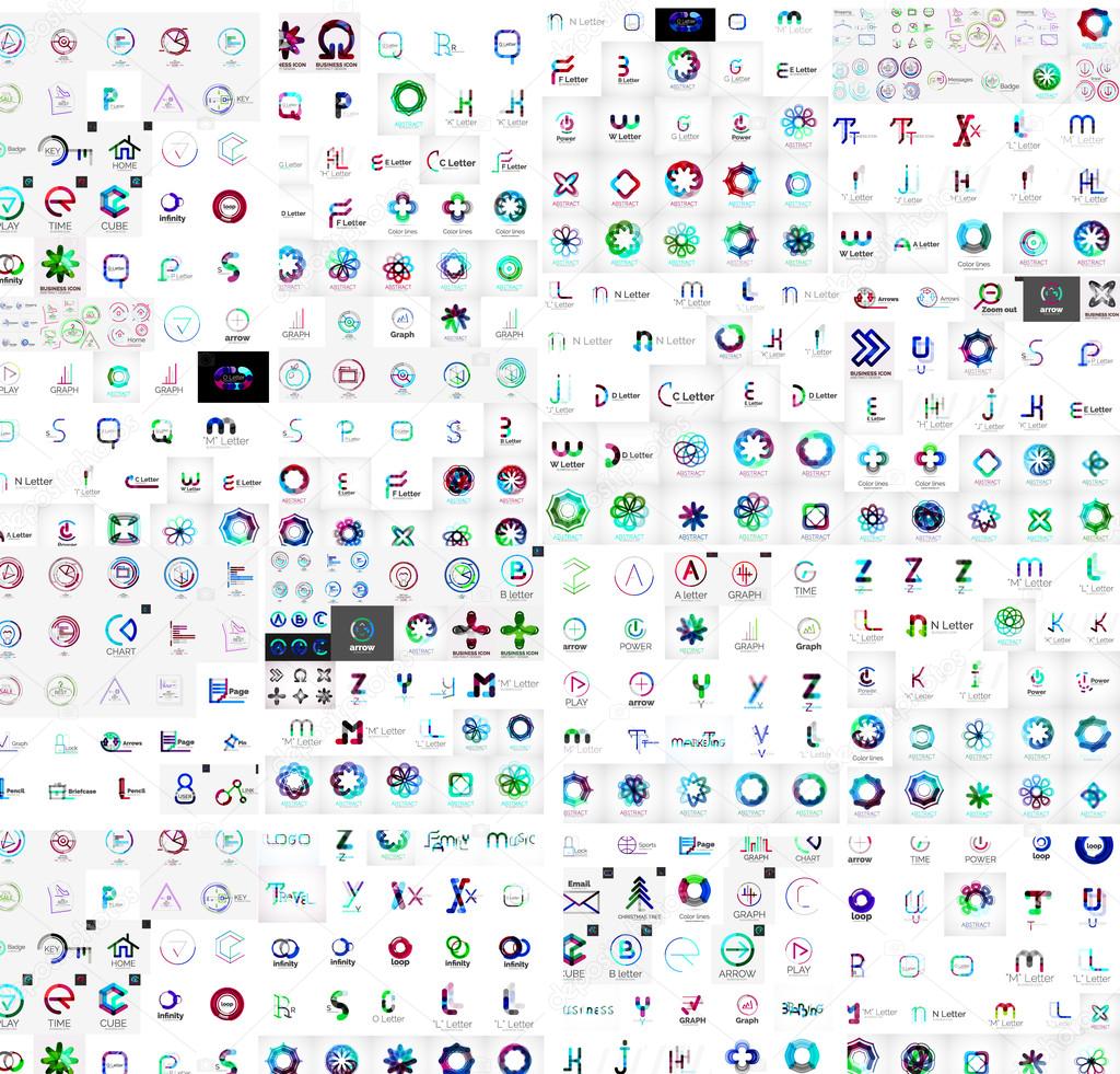 Vector abstract company logos mega collection, loops, concepts swirls waves