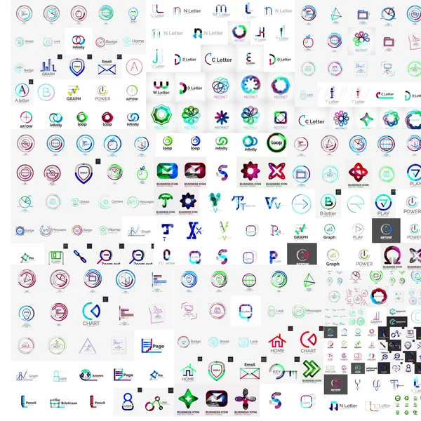 Logos d'entreprise abstraits vectoriels méga collection — Image vectorielle