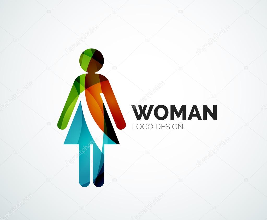 Abstract company logo design elemnet - woman icon