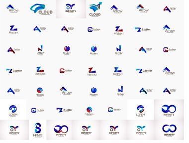 Şirket logoları vektör evrensel mega ayarla