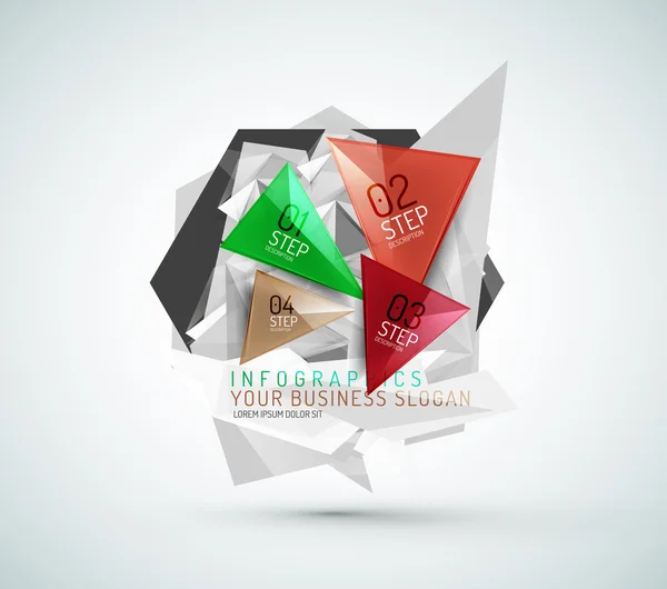 Infografías de papel moderno en forma de triángulo — Vector de stock