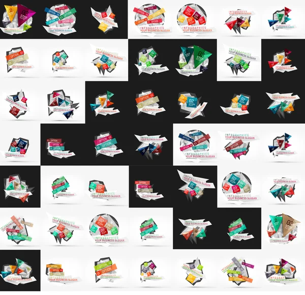 Conjunto de banners gráficos de papel, mega coleção — Vetor de Stock