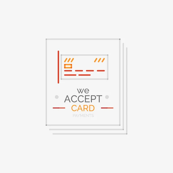 Sellos de compras de diseño de línea, aceptar etiqueta de tarjeta — Archivo Imágenes Vectoriales