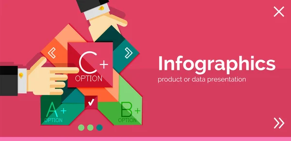 Infografica banner design piatto con le mani — Vettoriale Stock