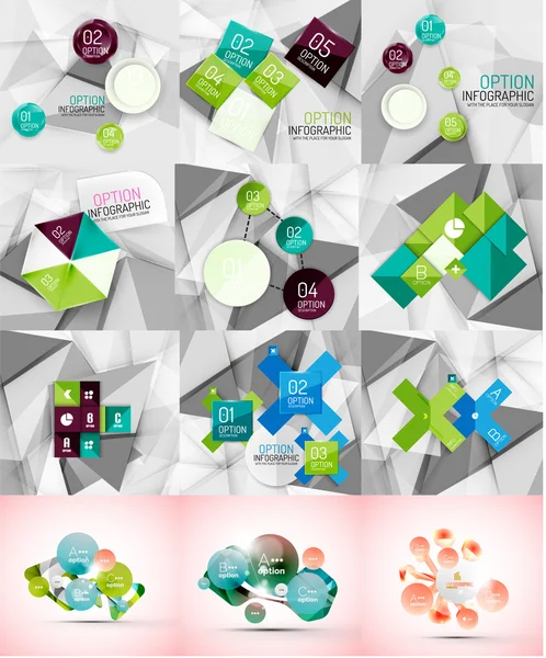 Set of paper graphic infographic modern template — Stock Vector