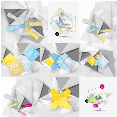 Kağıt grafik Infographic modern şablon kümesi