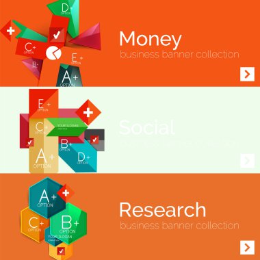 Düz tasarım kağıt Infographic afiş kümesi