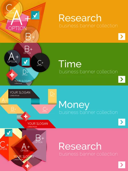 Plochý design papíru infographic korouhev sada — Stockový vektor