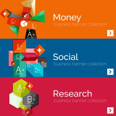 Düz tasarım kağıt Infographic afiş kümesi