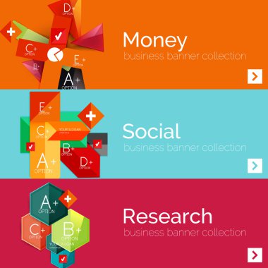 Düz tasarım kağıt Infographic afiş kümesi