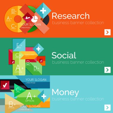 Düz tasarım kağıt Infographic afiş kümesi