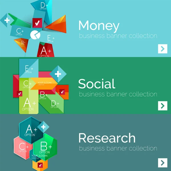 평면 디자인 종이 infographic 배너 세트 — 스톡 벡터