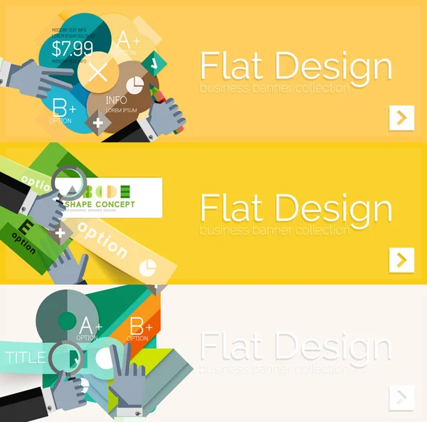 Platte ontwerp vector infographic banners met geometrische infographics — Stockvector
