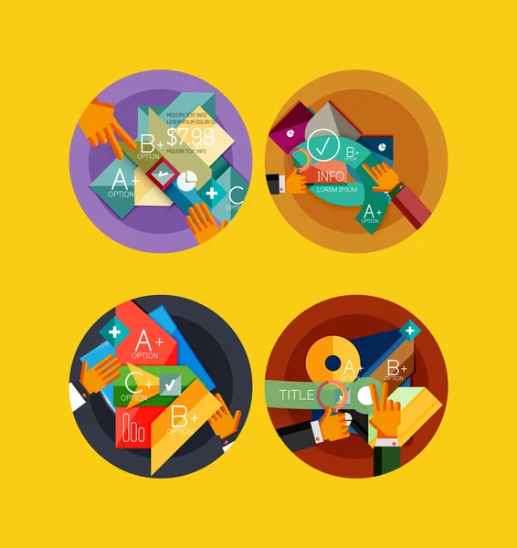 Set of flat design circle infographic icons — Stock Vector