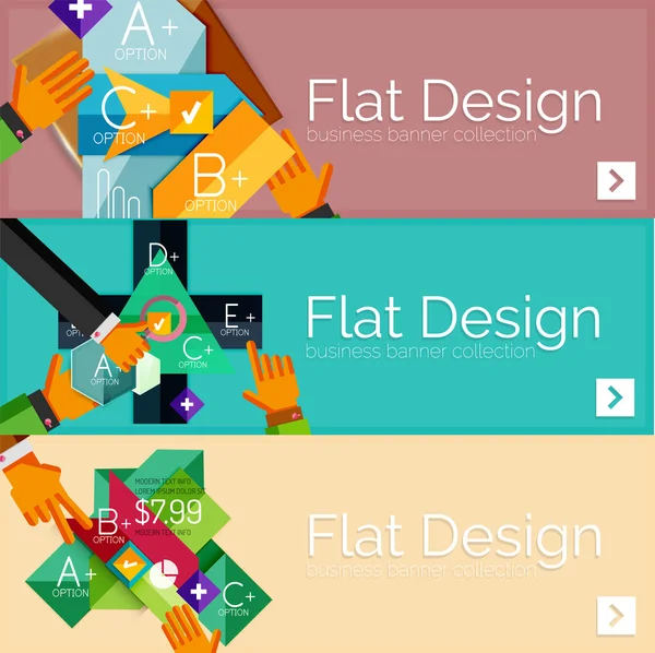 Flat design vector infographic banners with geometric infographics — Stock Vector