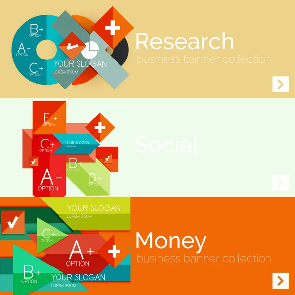 Plochý design papíru infographic korouhev sada — Stockový vektor