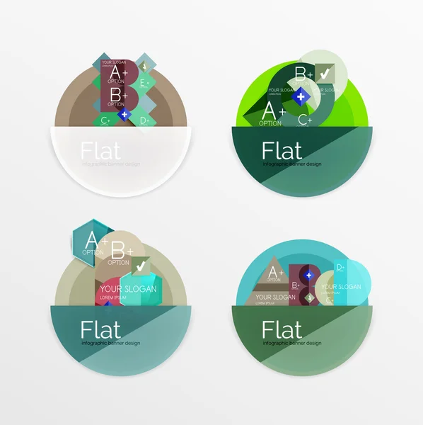 Ensemble d'icônes infographiques de cercle de conception plate — Image vectorielle