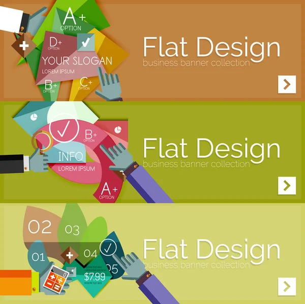 Flache Design-Vektor-Infografik-Banner mit geometrischen Infografiken — Stockvektor