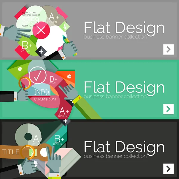 Platt design vektor infographic banners med geometriska infographics — Stock vektor
