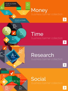 Düz tasarım kağıt Infographic afiş kümesi