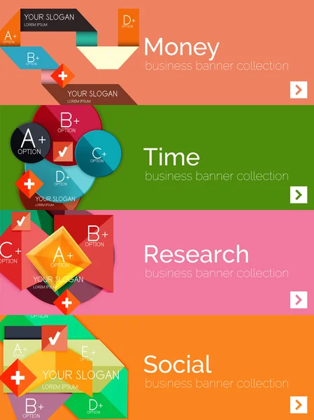 Плоский дизайн паперу інфографічний банер набір — стоковий вектор