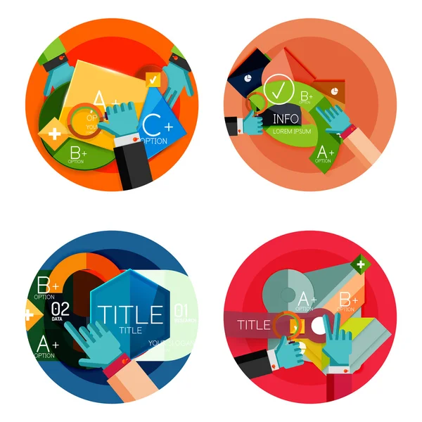 Set di design piatto cerchio opzione infografica concetti — Vettoriale Stock