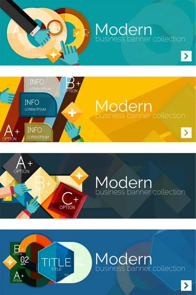 Collectie van platte web infographic concepten en banners, verschillende universele verzameling — Stockvector