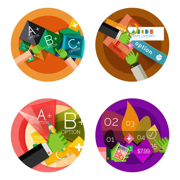 Set dari pilihan flat design circle infographics konsep - Stok Vektor