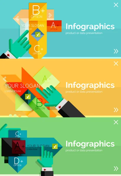 Aantal infographic platte ontwerp banner met handen — Stockvector