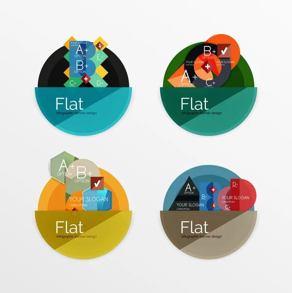 Conjunto de iconos de infografía círculo de diseño plano — Archivo Imágenes Vectoriales