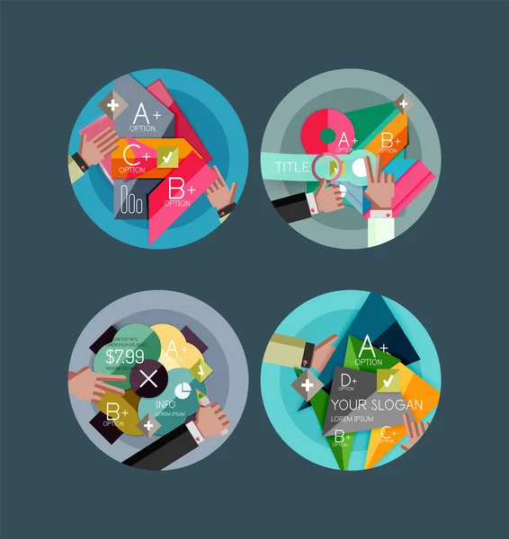 Conjunto de ícones infográficos de círculo de design plano —  Vetores de Stock
