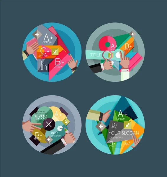 Set van platte ontwerp cirkel infographic pictogrammen — Stockvector