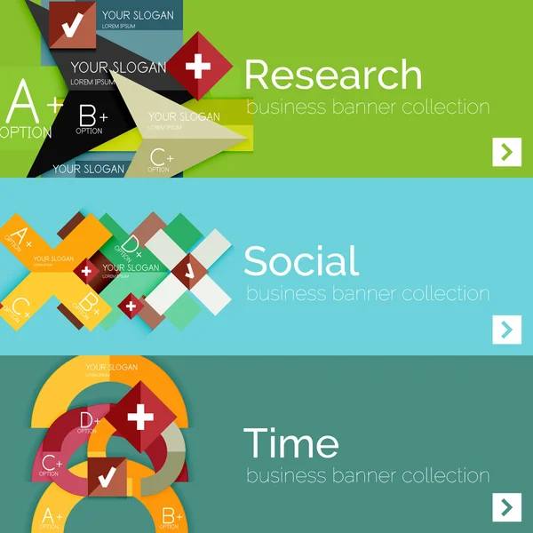 Conjunto de banner de información moderna plana — Archivo Imágenes Vectoriales