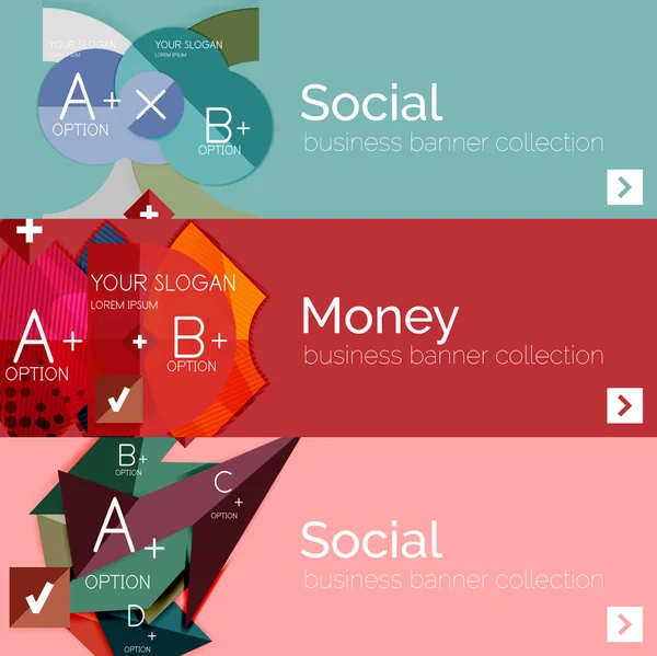 Ensemble de bannière d'information moderne plat — Image vectorielle