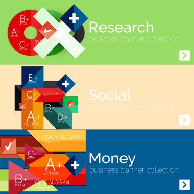 Düz tasarım kağıt Infographic afiş kümesi