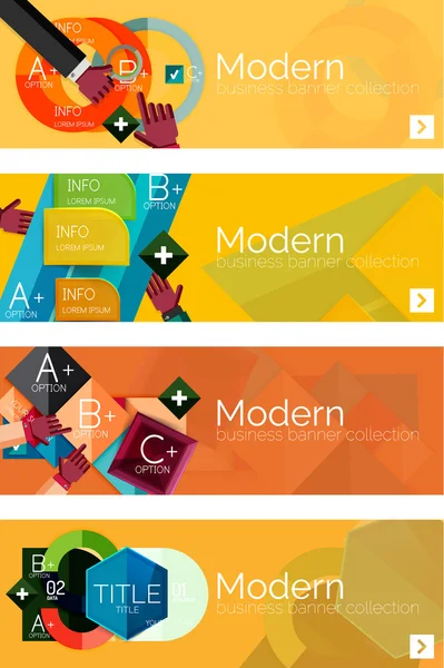 Collection of flat web infographic concepts and banners, various universal set — Stock Vector