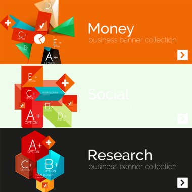 Düz tasarım kağıt Infographic afiş kümesi