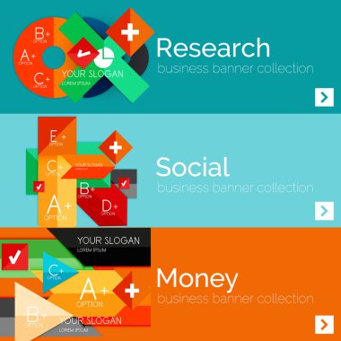 Düz tasarım kağıt Infographic afiş kümesi