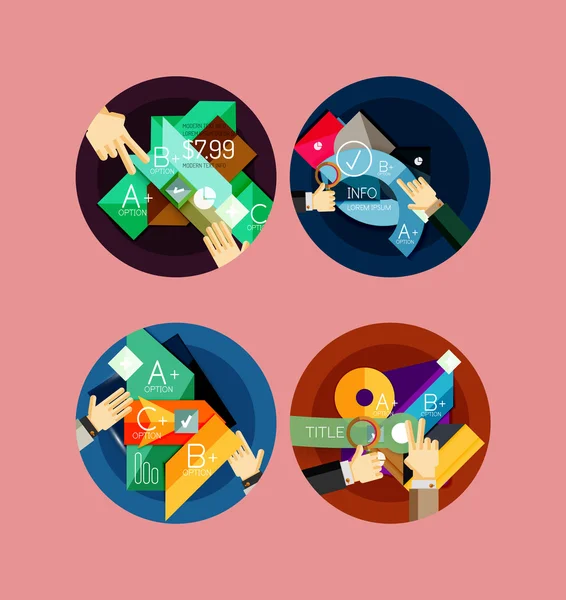 Set di icone infografiche a cerchio piatto — Vettoriale Stock