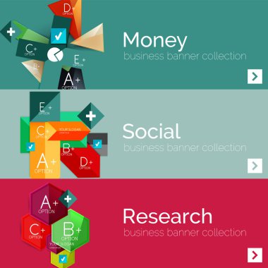 Düz tasarım kağıt Infographic afiş kümesi