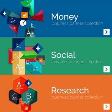 Düz tasarım kağıt Infographic afiş kümesi