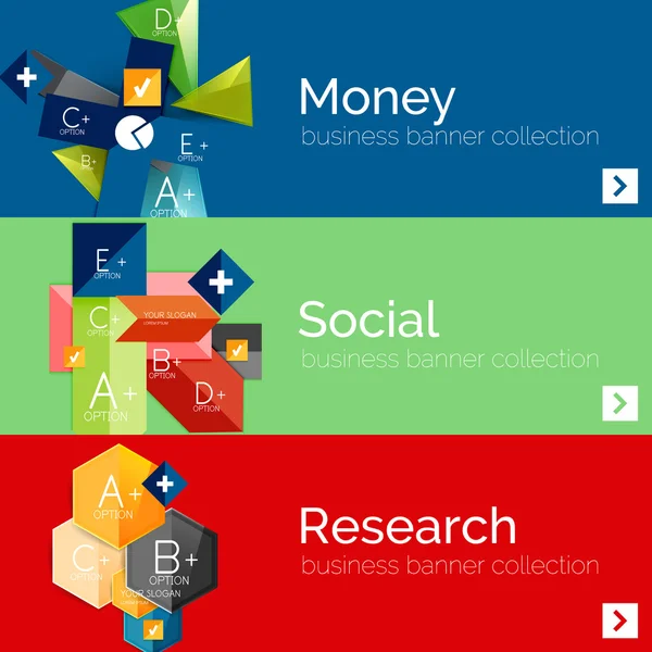 Plochý design papíru infographic korouhev sada — Stockový vektor