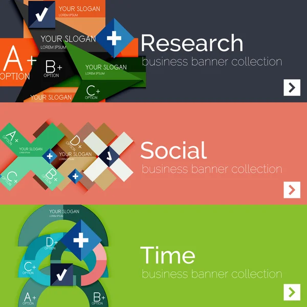 フラットな近代的な情報バナー セット — ストックベクタ