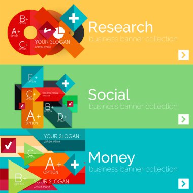 Düz tasarım kağıt Infographic afiş kümesi