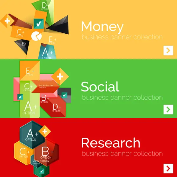 Plochý design papíru infographic korouhev sada — Stockový vektor