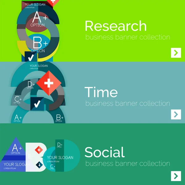 フラットな近代的な情報バナー セット — ストックベクタ