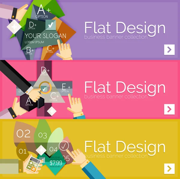 Flache Design-Vektor-Infografik-Banner mit geometrischen Infografiken — Stockvektor